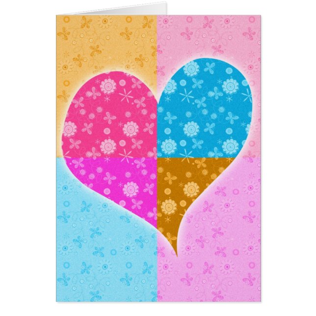 Cartão Coração, Flores e Borboletas (Frente)