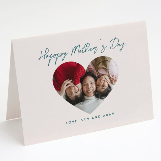 Cartão Coração Foto Script Feliz Dia das Mães (Criador carregado)