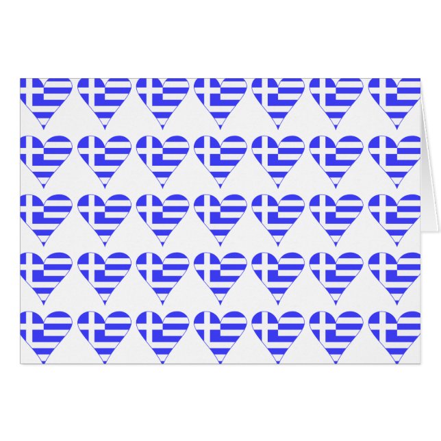 Cartão Coração Funky da Bandeira Grega em Mosaico (Frente Horizontal)