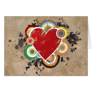 Cartão Coração Grunge com Anéis