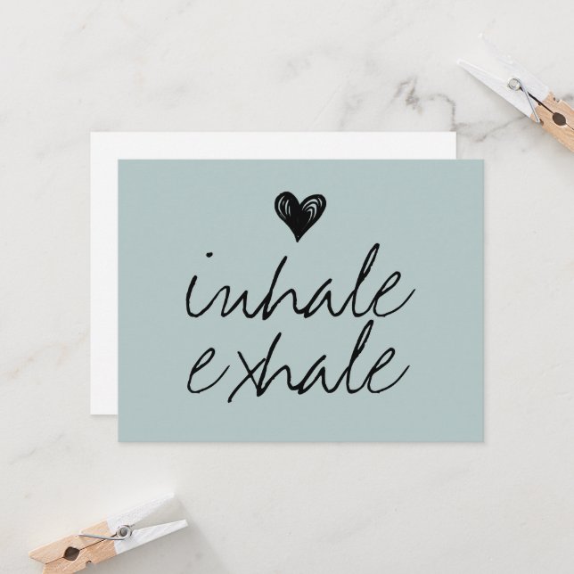 Cartão Coração moderna, citação azul empoeirada mínima (Frente/Verso In Situ)