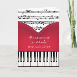 Cartão Coração Musical Do Piano Para Aniversário