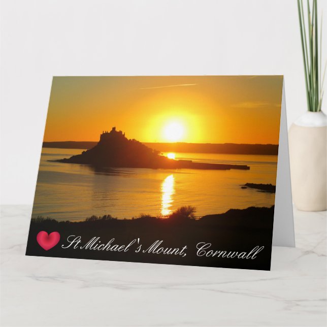Cartão Coração Personalizado Pôr do Sol St Michaels Mount (Frente)