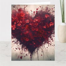 Coração Preenchido com Flores Vermelhas Queimadas