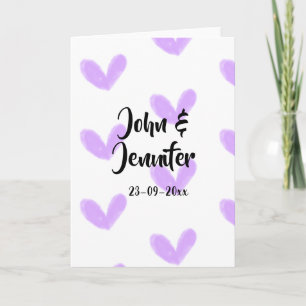 Cartão Coração roxo casal de valentine nome da aquarela