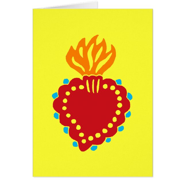 Cartão Coração Sagrado da Arte Popular Mexicana (Frente)
