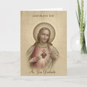 Cartão Coração sagrado da graduação religiosa de Jesu