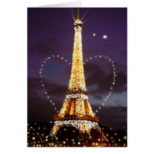 Cartão Coração sobre o costume da torre Eiffel do