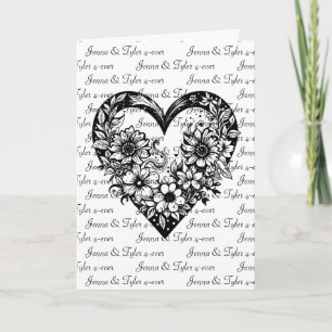 Cartão Coração Tribal Preto Personalizado Dia dos Namorad