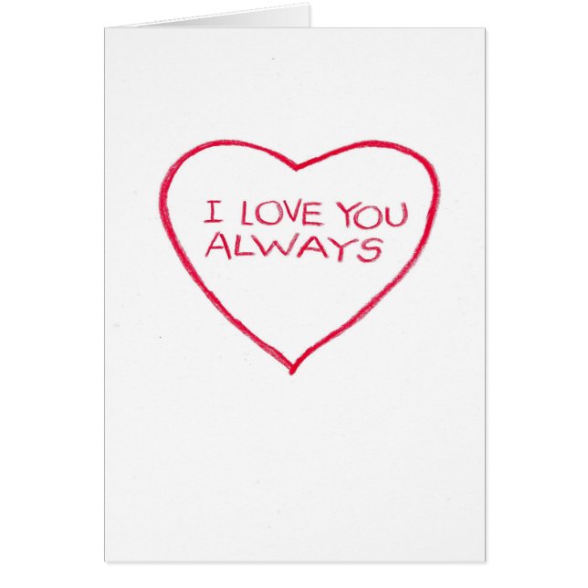 Cartão Coração vermelho. Amor (Frente)