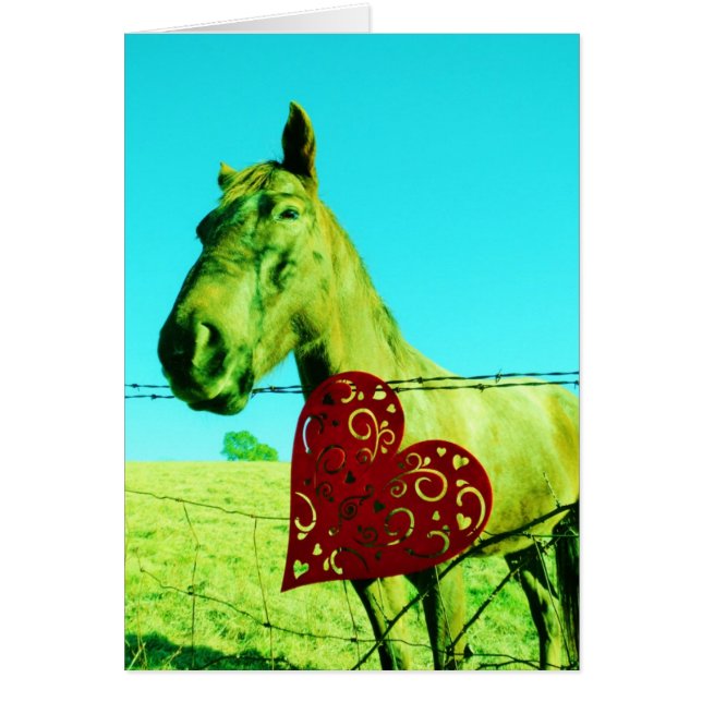 Cartão Coração Vermelho e Cavalo (Frente)