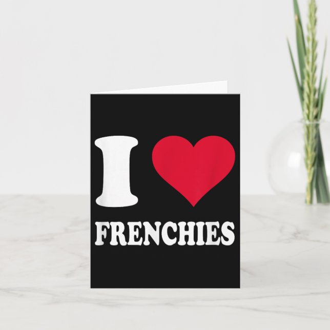 Cartão Coração Vermelho Eu Amo Franceses  (Frente)