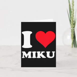 Cartão Coração vermelho eu amo miku
