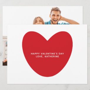Cartão Coração vermelho moderno texto personalizado foto