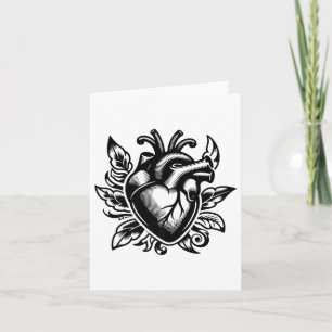 Cartão Coração Vintage Amor Clássico Estilo de Tatuagem V