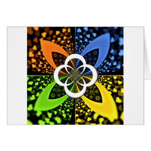 Cartão Corações amarelo azul iridescentes