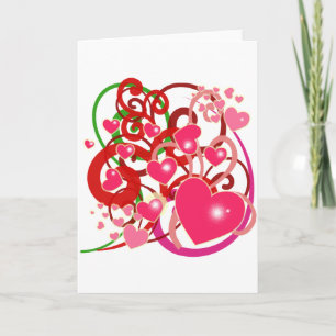 Cartão Corações Brilhantes e Rolamentos para Amantes