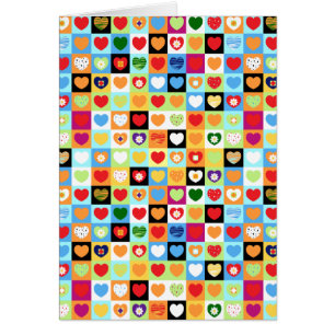 Cartão Corações coloridos, carta