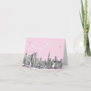 Cartão Corações cor-de-rosa de NYC