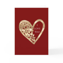 Corações de Amor Dourado Vermelho