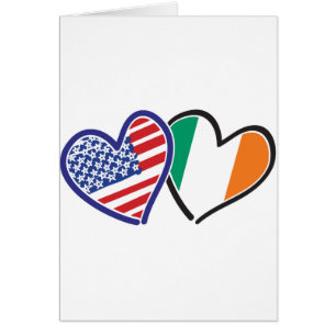 Cartão Corações de Amor Patriótico EUA E Irlanda