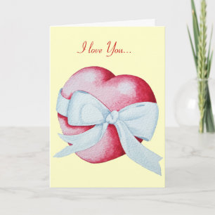 Cartão corações de amor vermelho e arco branco com verso 