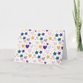Cartão Corações de Aquarela e Poeira de Estrelas