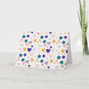 Cartão Corações de Aquarela e Poeira de Estrelas