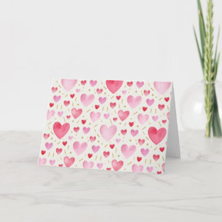 Cartão Corações de Aquarela em Quartzo Rosa