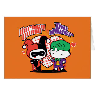 Cartão Corações de Chibi Harley Quinn e Chibi