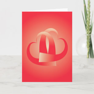 Cartão corações de coral se abraçando