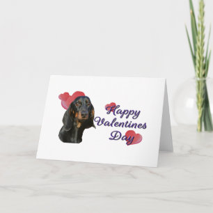Cartão Corações de Dia de os namorados de Dachshund Preto