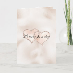 Cartão Corações de Glitz com Rosa cor-de-rosa e cor-de-ro