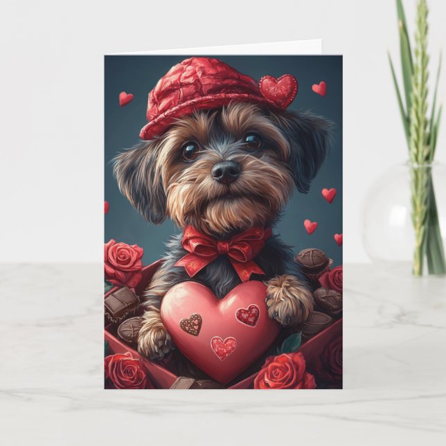 Cartão Corações de Griffon de Ponte Cabelos Duros no Dia  (Frente)