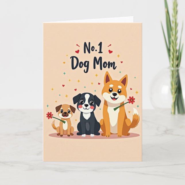 Cartão Corações de Mãe de Cachorro Querido (Frente)