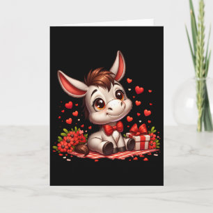 Cartão Corações de Valentino de Burro Animal de Fazenda