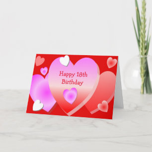 Cartão Corações Design Personalizado 18º Aniversário