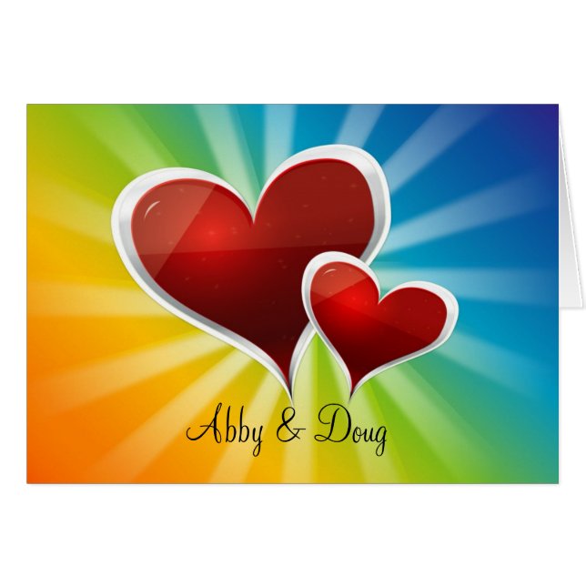 Cartão Corações do Arco-íris (Frente Horizontal)