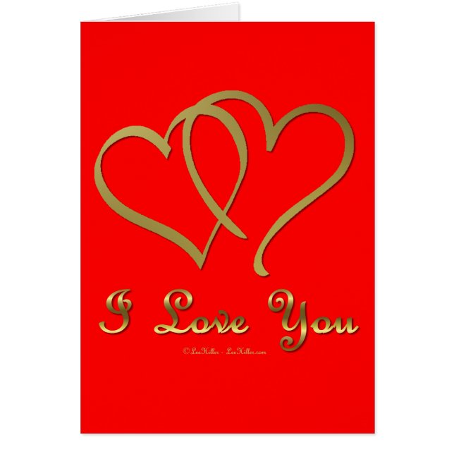Cartão Corações Dourados entrelaçados eu te amo (Frente)
