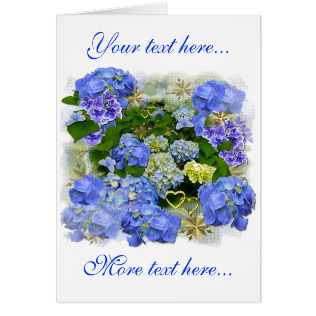 Cartão Corações e Hydrangeas (Frente)