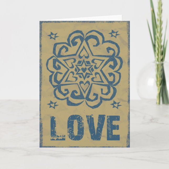 Cartão Corações em Dificuldade Estrelas Amor Mandala (Frente)