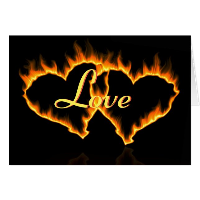 Cartão Corações Flaming (Frente Horizontal)