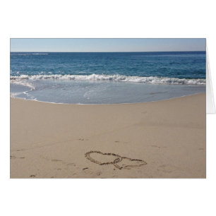 Cartão Corações junto na areia