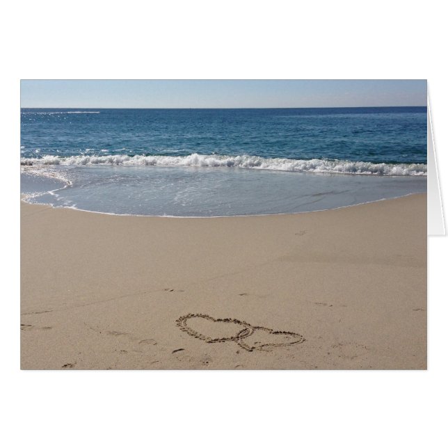 Cartão Corações junto na areia (Frente Horizontal)