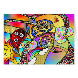 Cartão Corações Psicodélicos Retro 60s Paisley Gifts Roup