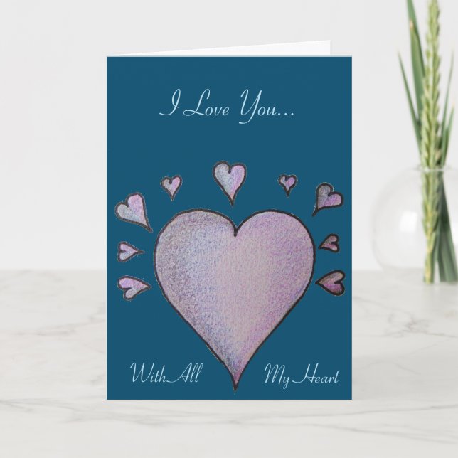 Cartão corações românticos com amor verso para namorados (Frente)