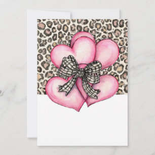 Cartão Corações Rosa e Laço de Leopardo – Dia dos Namorad