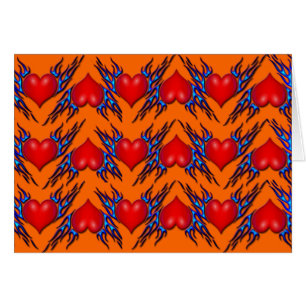 Cartão Corações Vermelhos com Chama Azul no Cartão-Padrão