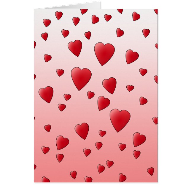 Cartão Corações vermelhos do amor. Teste padrão (Frente)