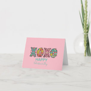 Cartão Corações "XOXO" Caprichosos Feliz Dia dos Namorado